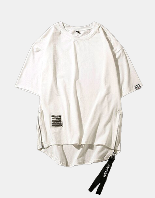 Basic Zip T-Shirt White, XS - Streetwear T-Shirts - Slick Street
