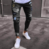 Peace Sign Ripped Skinny Jeans - 3 Colours Black, XS - Streetwear Jeans - Slick Street