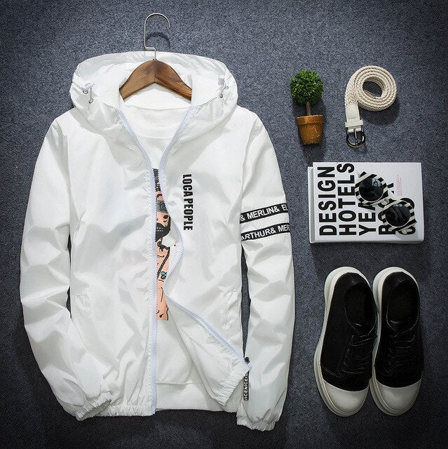 LocaPeople Windbreaker Jacket White, XL - Streetwear Jackets - Slick Street