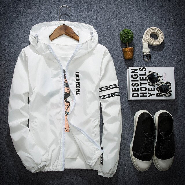 LocaPeople Windbreaker Jacket White, XXS - Streetwear Jackets - Slick Street