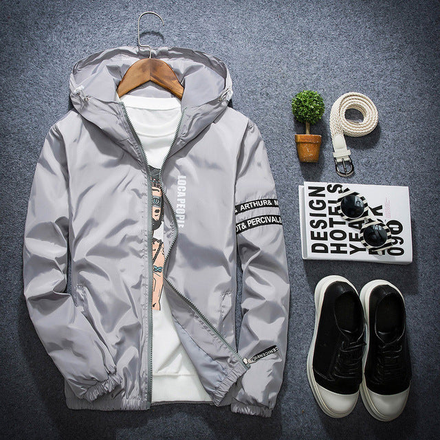 LocaPeople Windbreaker Jacket Gray, XL - Streetwear Jackets - Slick Street