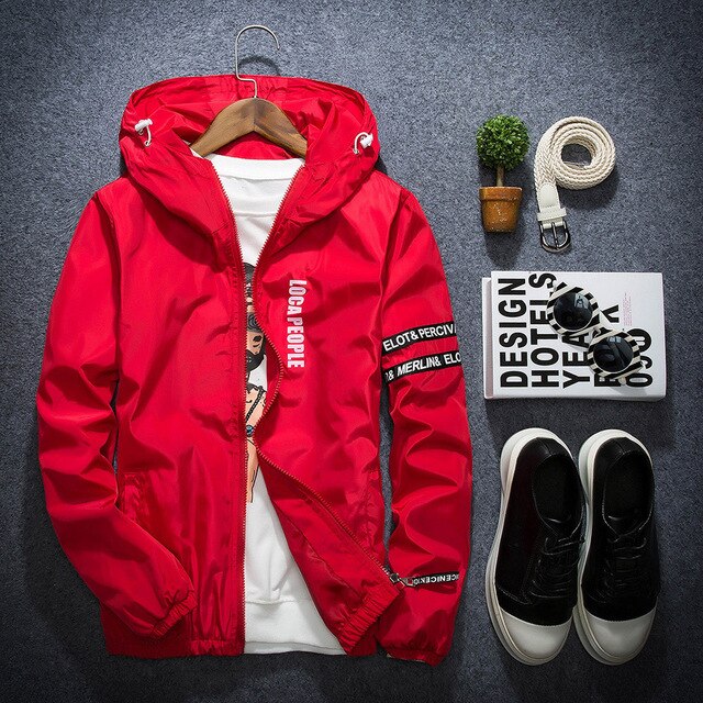 LocaPeople Windbreaker Jacket Red, L - Streetwear Jackets - Slick Street