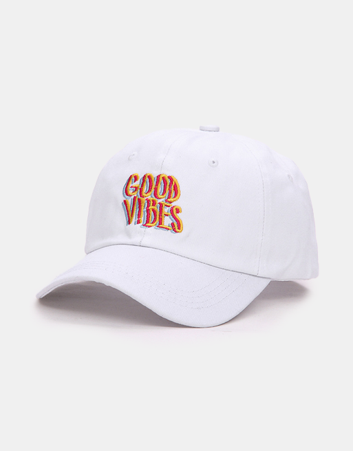 Good Vibes Baseball Cap White,  - Streetwear Hats - Slick Street