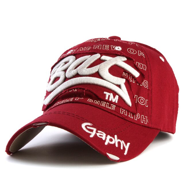 Bat Gaphy Distressed Baseball Cap (15 Colours) Deep red, One Size - Streetwear Hats - Slick Street