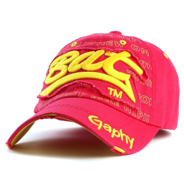 Bat Gaphy Distressed Baseball Cap (15 Colours) Red, One Size - Streetwear Hats - Slick Street