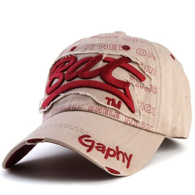 Bat Gaphy Distressed Baseball Cap (15 Colours) Khaki, One Size - Streetwear Hats - Slick Street
