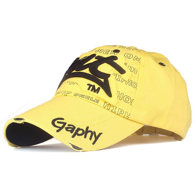 Bat Gaphy Distressed Baseball Cap (15 Colours) Yellow black, One Size - Streetwear Hats - Slick Street