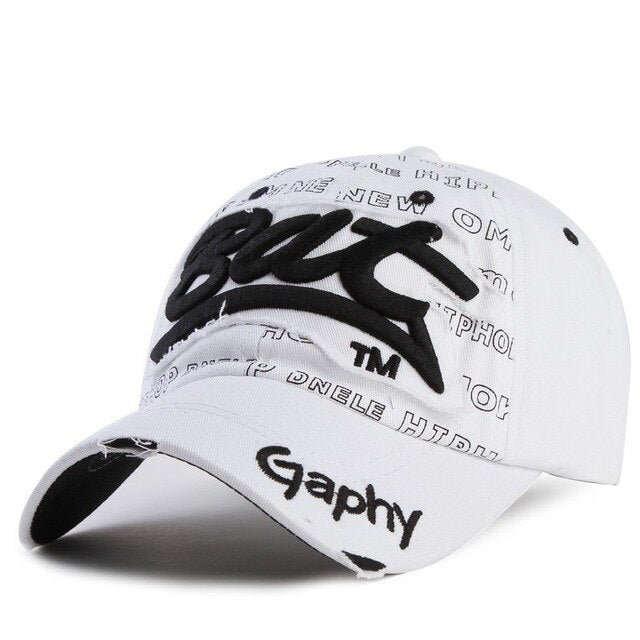 Bat Gaphy Distressed Baseball Cap (15 Colours) White, One Size - Streetwear Hats - Slick Street