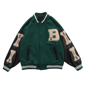 B Bone Bomber Jacket Green, XS - Streetwear Jackets - Slick Street