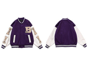 B Bone Bomber Jacket Purple, XS - Streetwear Jackets - Slick Street