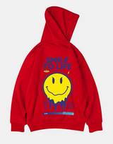 Smile To Life Hoodie Red, XS - Streetwear Hoodie - Slick Street