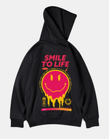 Smile To Life Hoodie Black, XS - Streetwear Hoodie - Slick Street