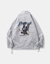 PPOJIA Windbreaker Jacket Light Grey, XS - Streetwear Jackets - Slick Street