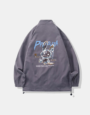 PPOJIA Windbreaker Jacket Dark Grey, XS - Streetwear Jackets - Slick Street