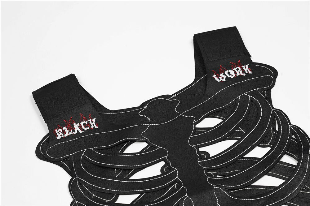 Black Work Skeleton Vest ,  - Streetwear Vest - Slick Street