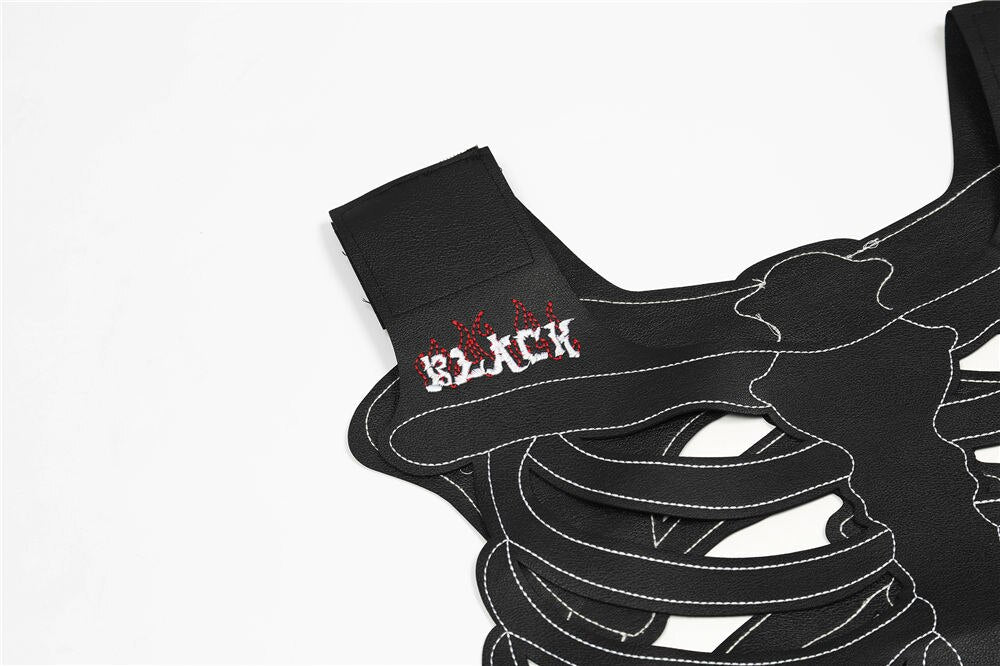 Black Work Skeleton Vest ,  - Streetwear Vest - Slick Street