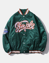 Simple Varsity Jacket Green, XS - Streetwear Jackets - Slick Street