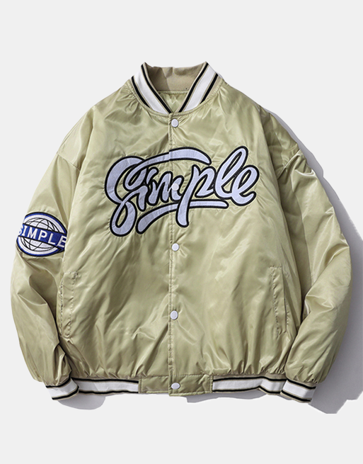 Simple Varsity Jacket Khaki, XS - Streetwear Jackets - Slick Street