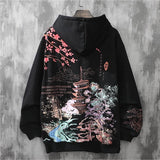Sakura Temple Graphic Hoodie Black, XS - Streetwear Hoodie - Slick Street