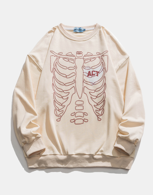 ACT Skeleton Sweater Khaki, M - Streetwear Sweatshirt - Slick Street