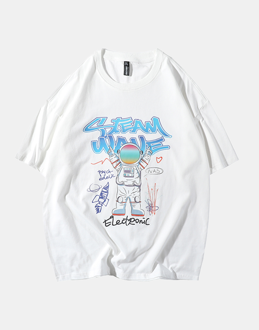 STEAM WAVE T-Shirt White, XS - Streetwear Tops - Slick Street