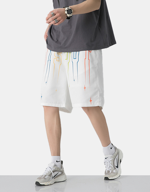DISOUT Paint Dripping Shorts White, XXL - Streetwear Shorts - Slick Street