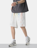 DISOUT Paint Dripping Shorts White, XXL - Streetwear Shorts - Slick Street