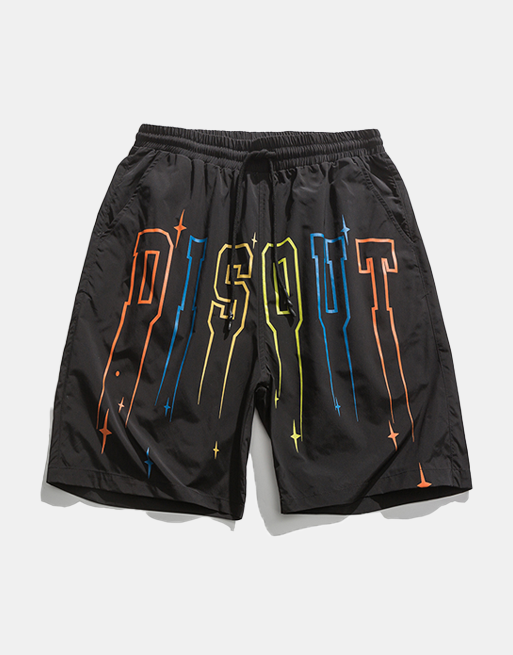 DISOUT Paint Dripping Shorts Black, XS - Streetwear Shorts - Slick Street