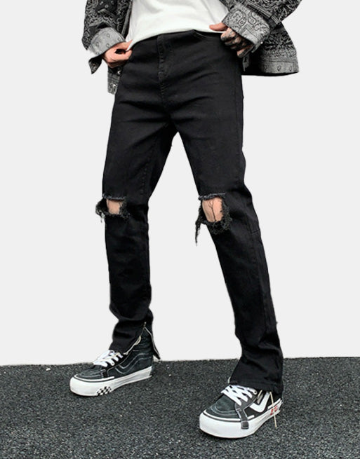 Basic Ripped Jeans Black, XS - Streetwear Jeans - Slick Street