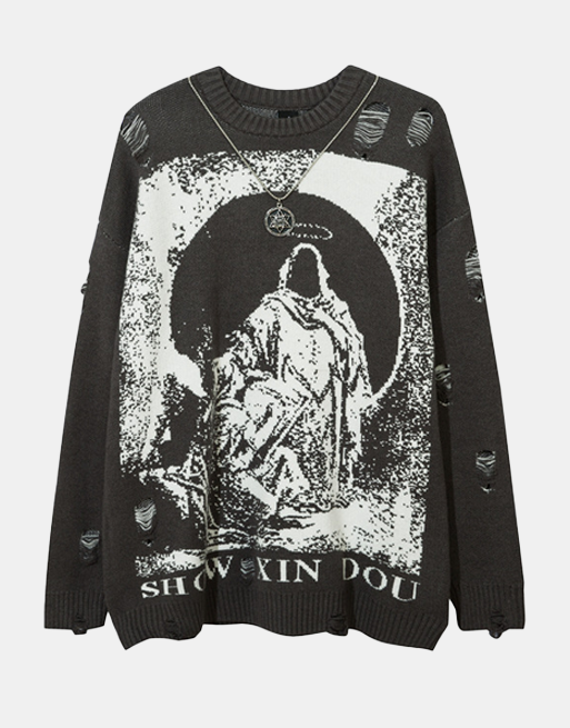SHOW XIN DOU Sweater Grey, XS - Streetwear Sweatshirt - Slick Street