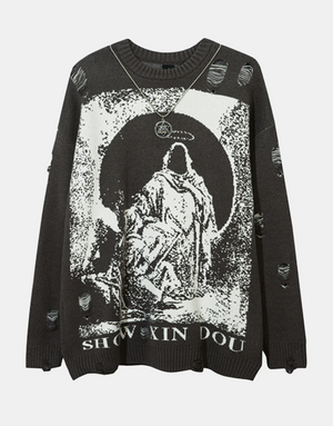 SHOW XIN DOU Sweater Grey, XS - Streetwear Sweatshirts - Slick Street