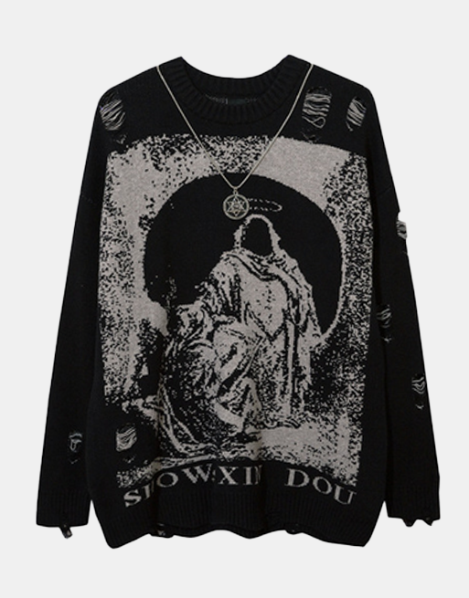 SHOW XIN DOU Sweater Black, M - Streetwear Sweatshirt - Slick Street