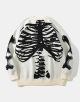 Skeleton Sweater White, XS - Streetwear Sweatshirts - Slick Street