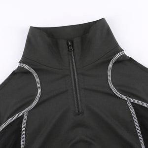 Techwear Mesh Buckle Cropped Long Top ,  - Streetwear Tops - Slick Street