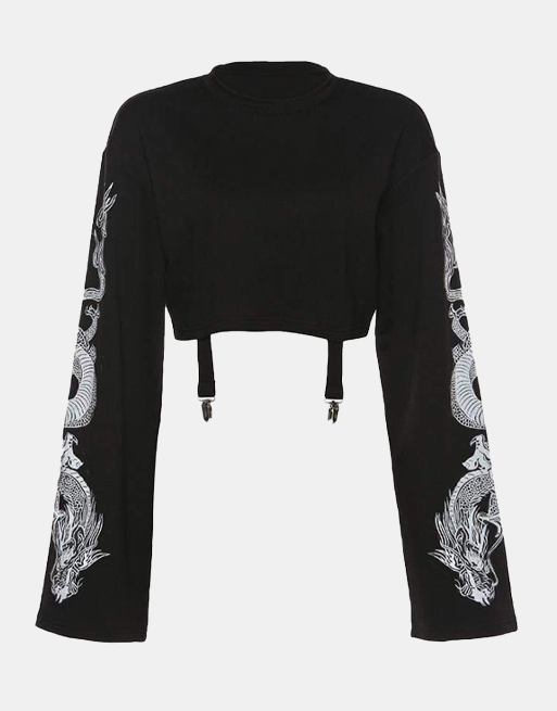DRAGON Sweater Black, S - Streetwear Sweatshirt - Slick Street