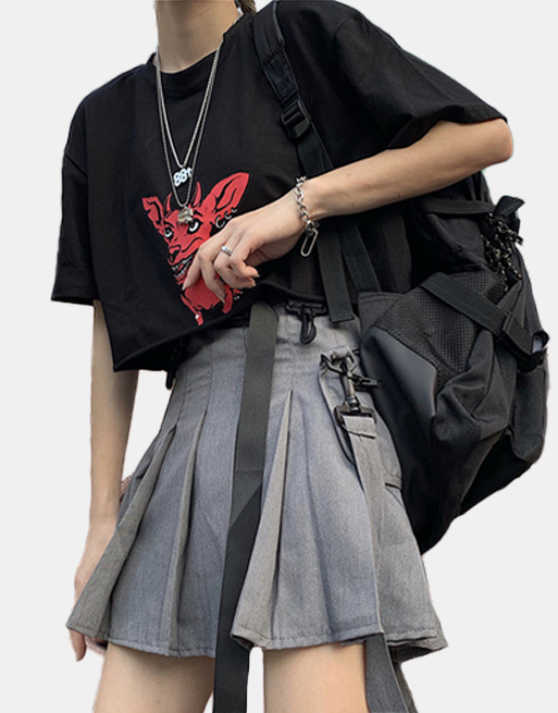 Dark-Tech Skirt Gray, XS - Streetwear Skirt - Slick Street