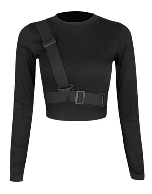 Techwear Black T-Shirt Long Sleeve, XS - Streetwear Tops - Slick Street