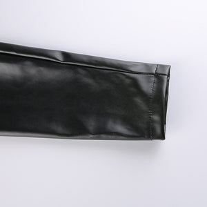 One Shoulder PU Cropped Coat ,  - Streetwear Jackets - Slick Street