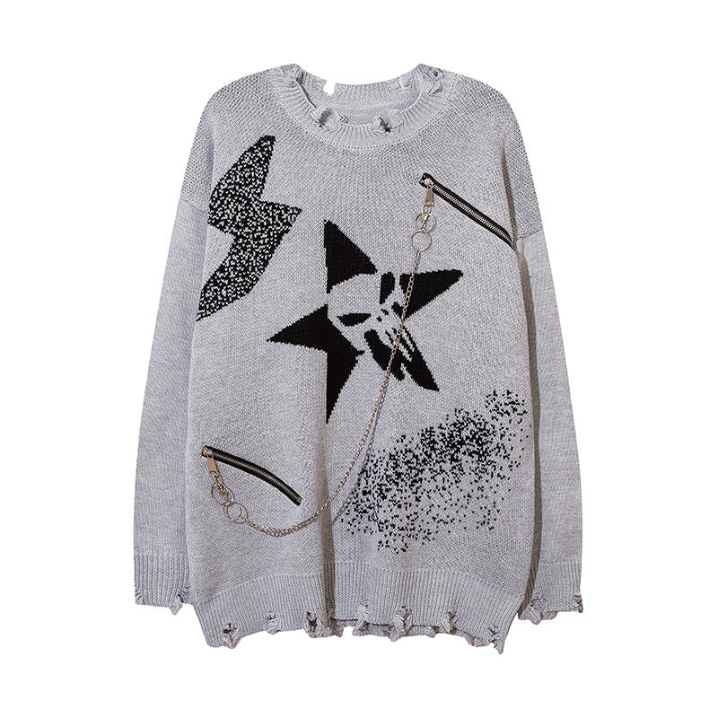 SKULL STAR Sweater , - Streetwear Sweatshirts - Slick Street