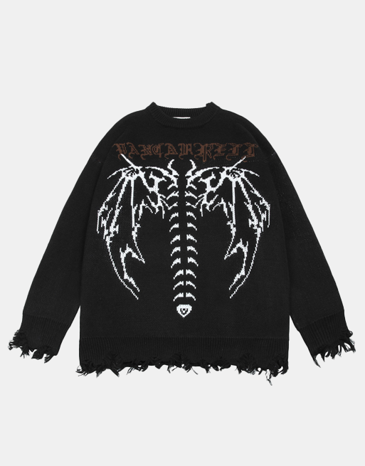 DRAGON ANGEL Sweater Black, M - Streetwear Sweatshirt - Slick Street