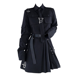 Dark Gothic Exposed Waist Skirt Suit ,  - Streetwear Jackets - Slick Street
