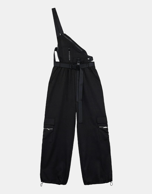 Black Cargo Overalls Black, XS - Streetwear Cargo Pants - Slick Street