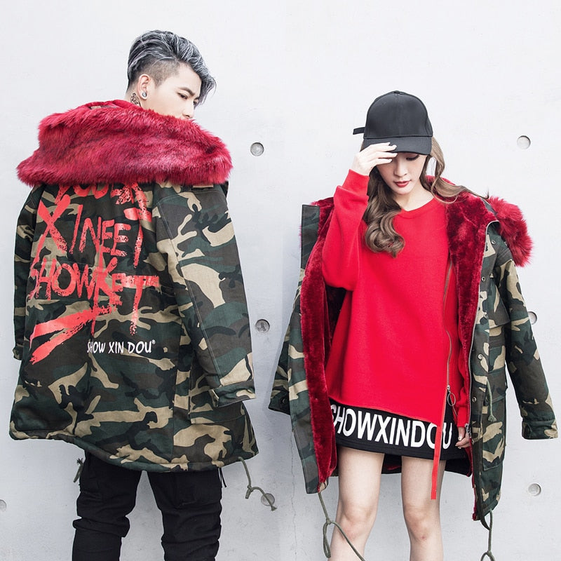 REDxFur Parka Coat with Fur ,  - Streetwear Coats - Slick Street