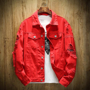 Distressed Denim Jacket ,  - Streetwear Jackets - Slick Street