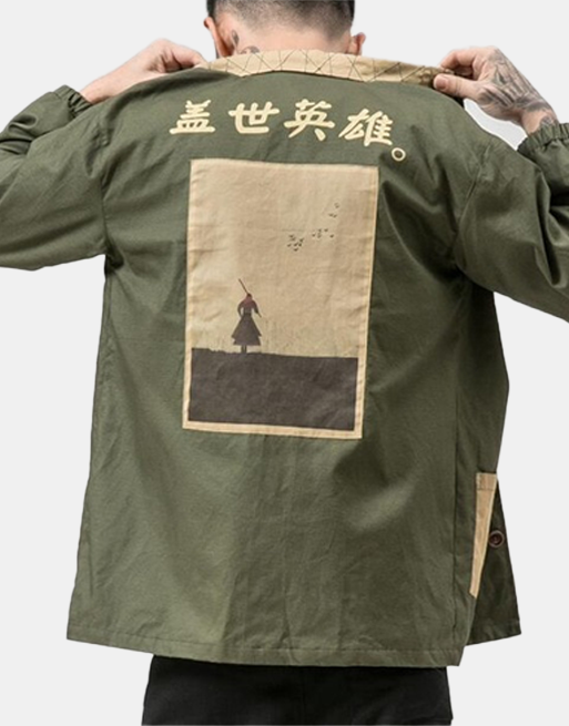 Kanji Hero Jacket Army Green, M - Streetwear Jackets - Slick Street