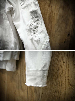 Distressed Denim Jacket ,  - Streetwear Jackets - Slick Street