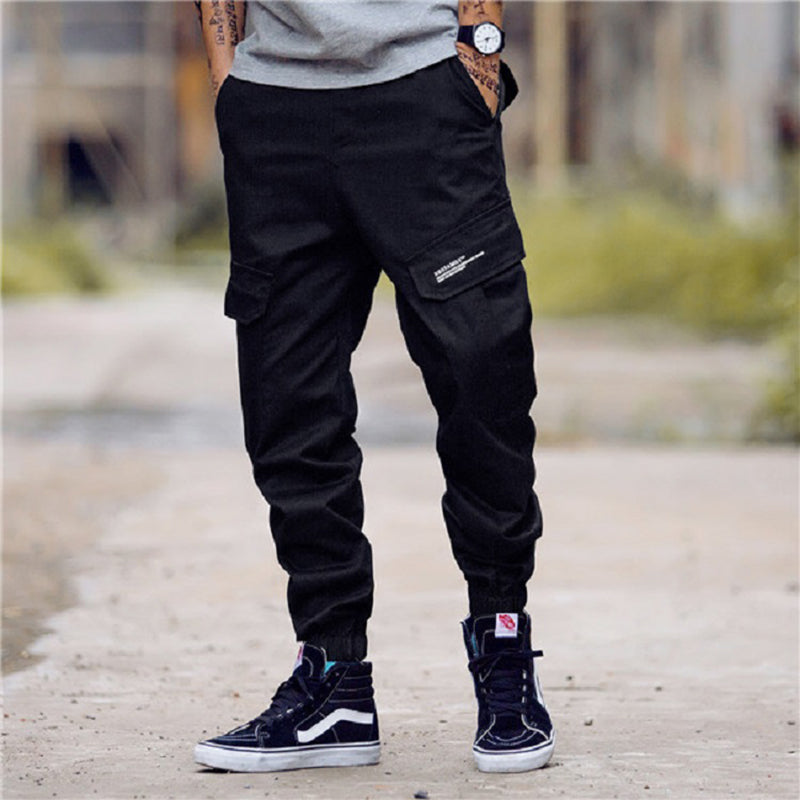 Tactical Camo Cargo Pants Black, 28 - Streetwear Cargo Pants - Slick Street