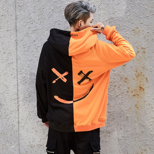 Faded Hoodie Black Orange, S - Streetwear Hoodie - Slick Street
