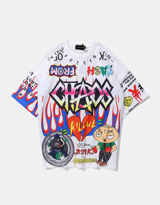 CHAOS X T-Shirt White, XS - Streetwear T-Shirts - Slick Street