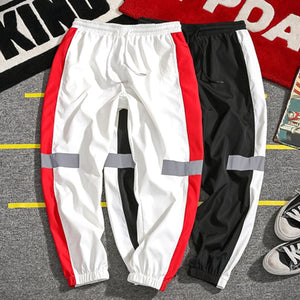 Side Striped Reflective Joggers ,  - Streetwear Joggers - Slick Street